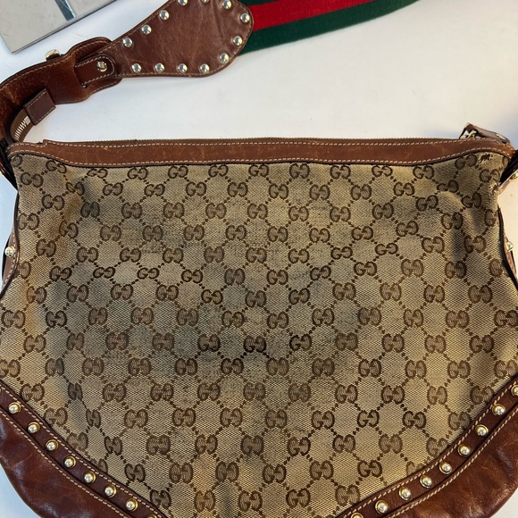 Gucci Pelham Web Hobo Studded GG Canvas Medium - Picture 11 of 12